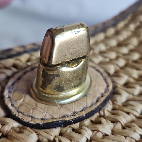 Coach Natural Straw Tote with Snakeskin-Trim - Picture 11 of 12